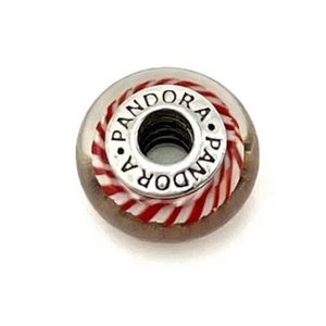 Pandora Sterling Silver Red
Candy Cane Striped Murano
Glass Bead Charm 790680